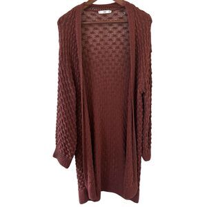 Mango MNG Womens Boho Open Cardigan Crochet Brown Size SM/Med Preppy Going Out
